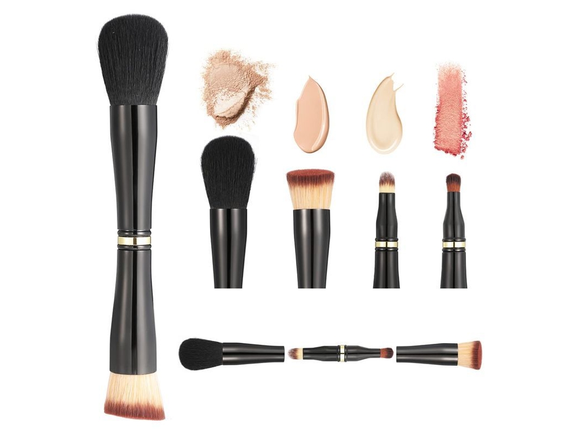 Set De Brochas De Maquillaje Linjou 4 En 1 Con Doble Punta, Tamaño Ideal Para Viajes En Portátil.