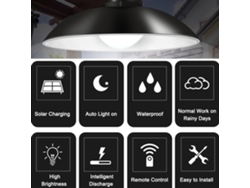 Luz De Pendente Solar Led Chandelier À Prova De Água Com Controle Remoto 3 Níveis De Brilho Para Interior E Exterior