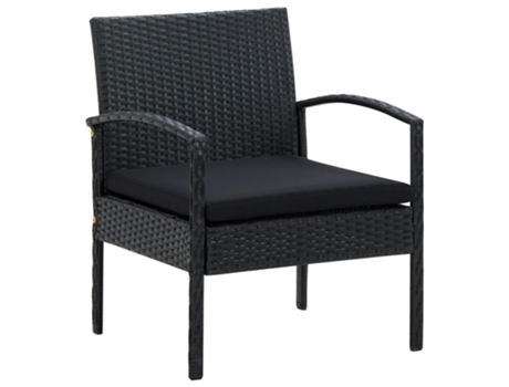 MAISON EXCLUSIVE Sillón de jardín con cojín ratán sintético negro
