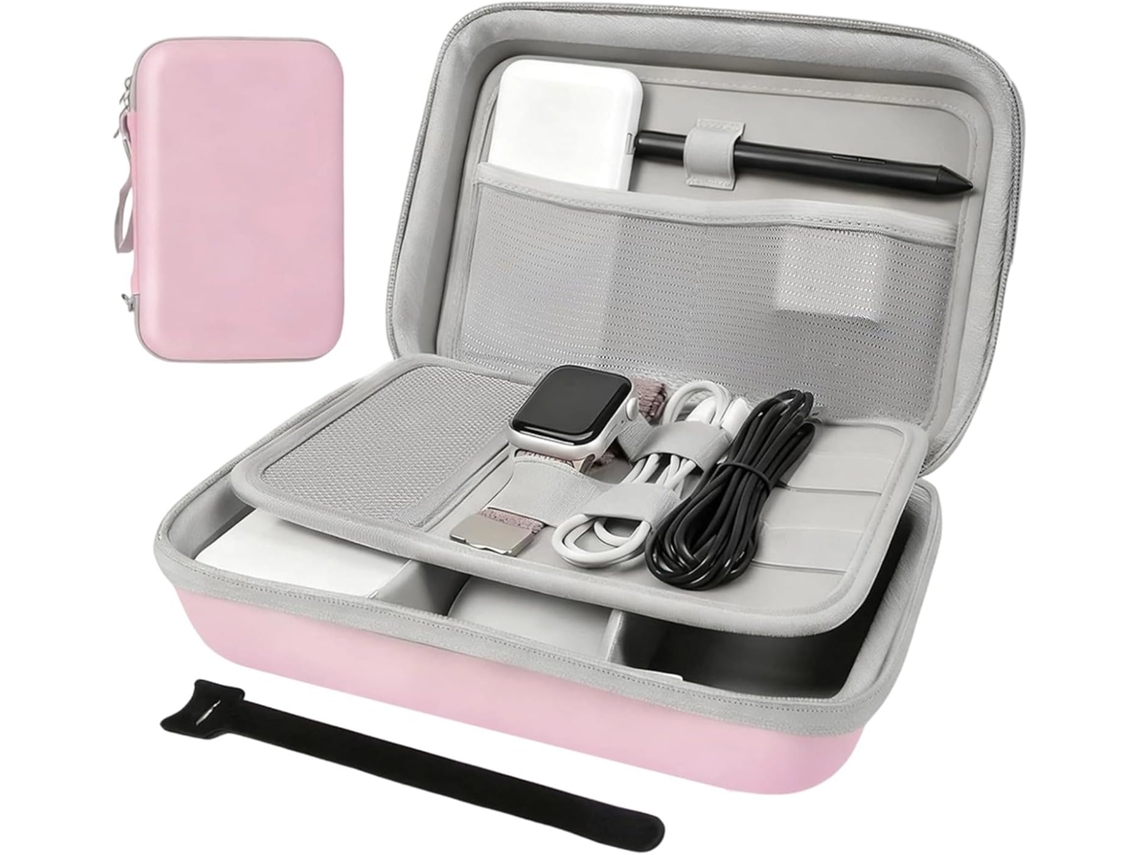 Bolsa De Almacenamiento De Eva Para Accesorios Digitales, Separadores, Cargadores, Baterías Externas Y Estuche De Viaje (rosa)