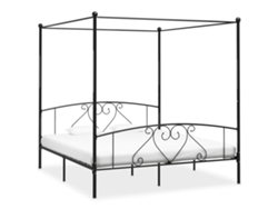 Estructura Cama Con Dosel Sin Colchón Metal Negro 200x200 Cm