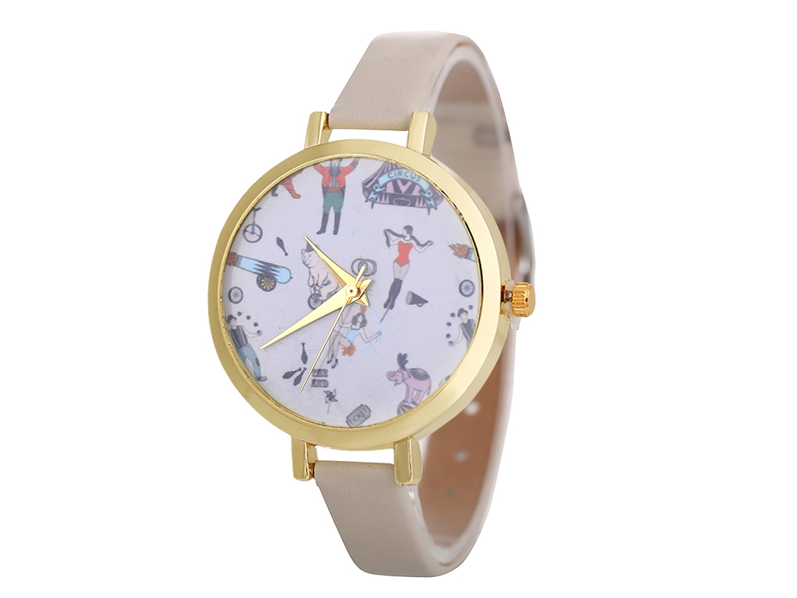 Reloj De Pulsera Analógico De Cuarzo Sencillo E Informal Para Mujer Con Correa De Pu Beige.