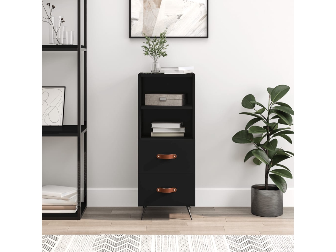 Aparador De Madera Contrachapada Negro 34,5x34x90 Cm