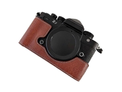 Estuche para cámara compatible con Nikon Zf, medio cuerpo, textura de búfalo, piel sintética, cubierta inferior Facpoet