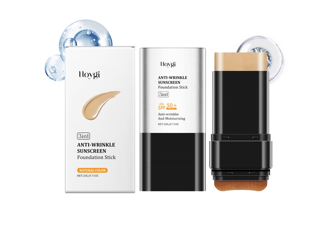 Base de maquillaje hidratante en barra con SPF 50, tono natural.