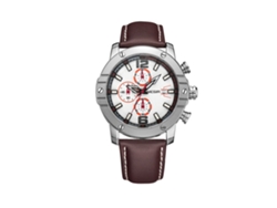 Reloj Hombre Megir Fashion Metal Impermeable Con Correa De Cuero Ajustable Café Blanco