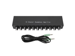 Amplificador De Auriculares Portátil De 10 Canales Con Ecualizador Y Control De Nivel Integrados, 12 V Cc, Metálico.