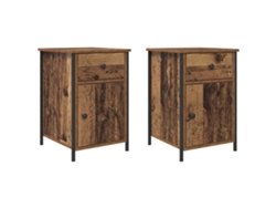 Juego de 2 mesitas de noche antiguas de madera MAISON EXCLUSIVE 40x42x60 cm
