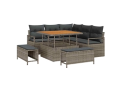 Maison Exclusive - Juego de sofá de jardín de 8 piezas con cojines, color gris