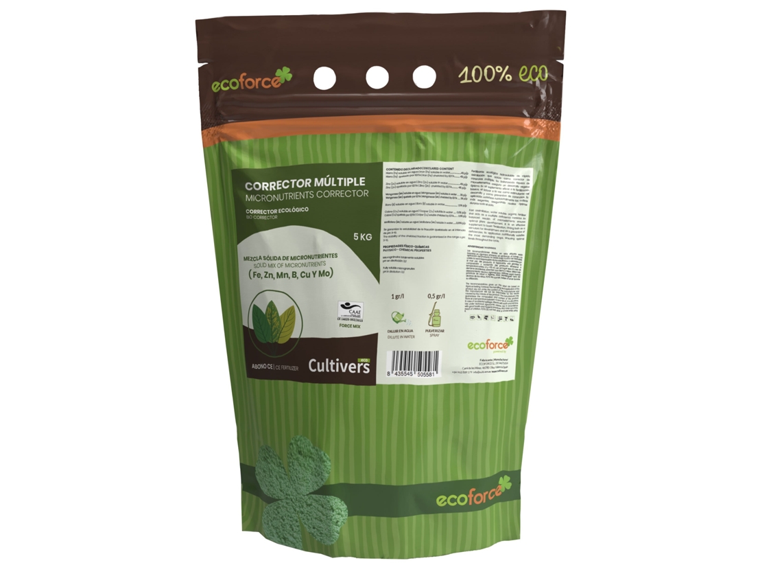 CULTIVERS Abono Corrector de Carencias Múltiples Ecológico 5 kg Hierro, Manganeso, Boro, Óxido de Magnesio, Cobre, Fertilizante 100% Natural