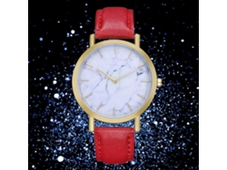 Reloj De Pareja Unisex Zhoulianfa Dial Marmoleado Cuero Pu Quartzo Rojo