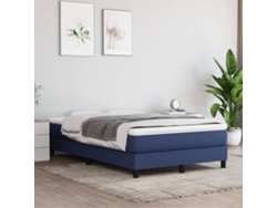 Cama Box Spring Con Colchón Tela Azul 120x200 Cm