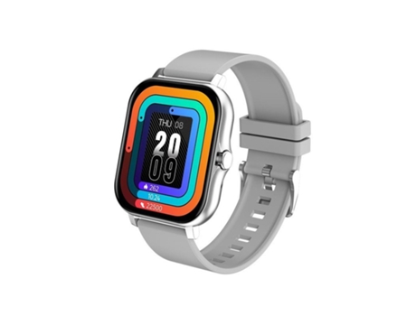 Smartwatch Fitness Monitor de ritmo cardíaco Pantalla táctil completa Bluetooth Llamadas Gris Plata