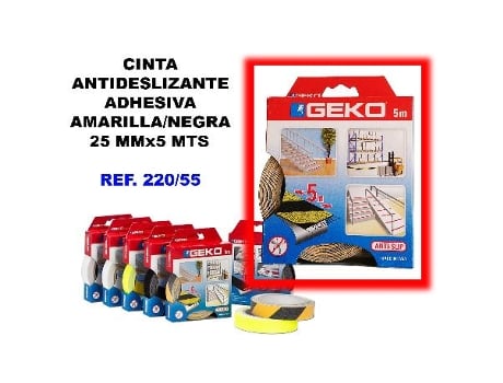 Cinta antideslizante adhesiva 25mmx 5mt.amarilla-negra 220-55