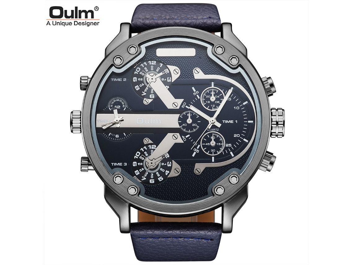 Reloj De Hombre De Esfera Grande, Moderno, Negro, Con Doble Huso Horario Y Diseño De Pistola, Ideal Para Deportes Al Aire Libre (azul).