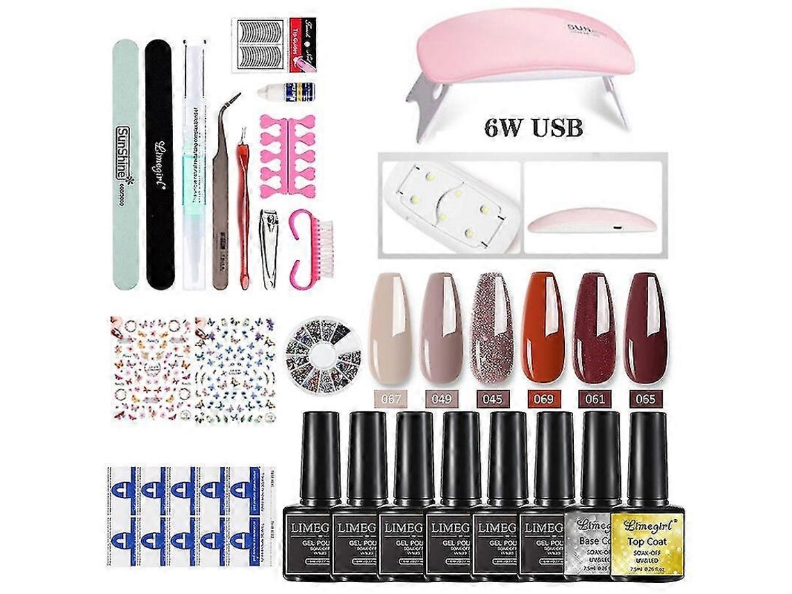 Set de manicura para secado de uñas, 12/6 tipos de esmaltes, con taladro y lámpara Ly Ebike