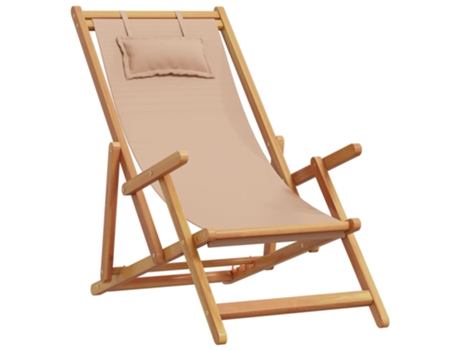 Silla De Playa VIDAXL Gris Topo Madera