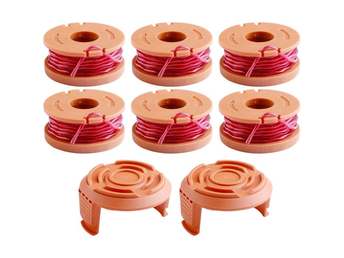 2026-6 Bobinas De Hilo Para Cortacésped Worx 20v (3m, 1.65mm) + 2 Tapas Compatibles Con Wg163 Wg160 Wg150 Gt1.55.5 Wa0010 Wa6531