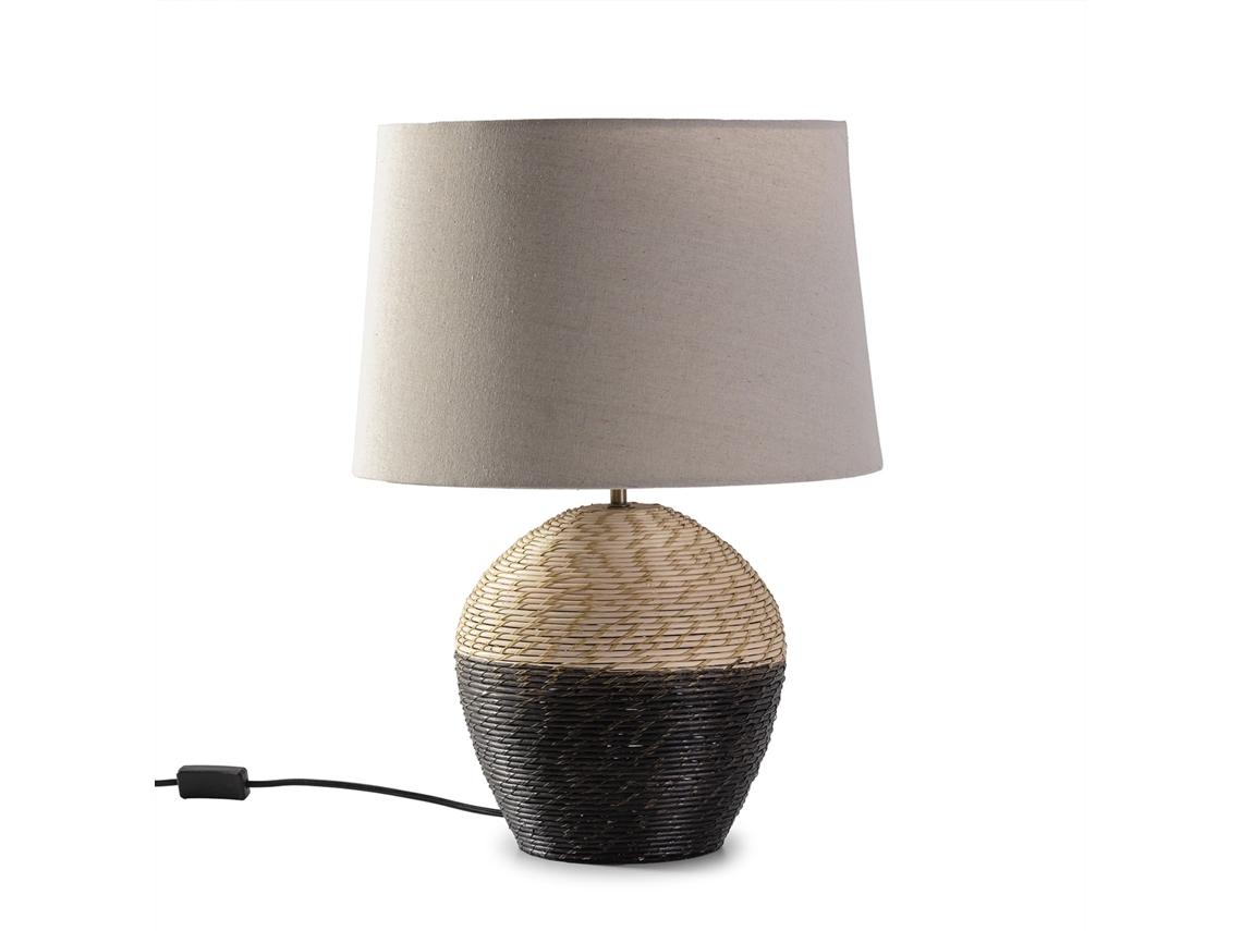 Lámpara de mesa Oyuki de ratán natural, diámetro 40,5 cm