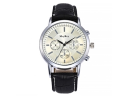Reloj Hombre De Negocios Y Casual Con Dial Redondo De Aleación Cuarzo (cinta Negra Caja Plata Dial Blanco)