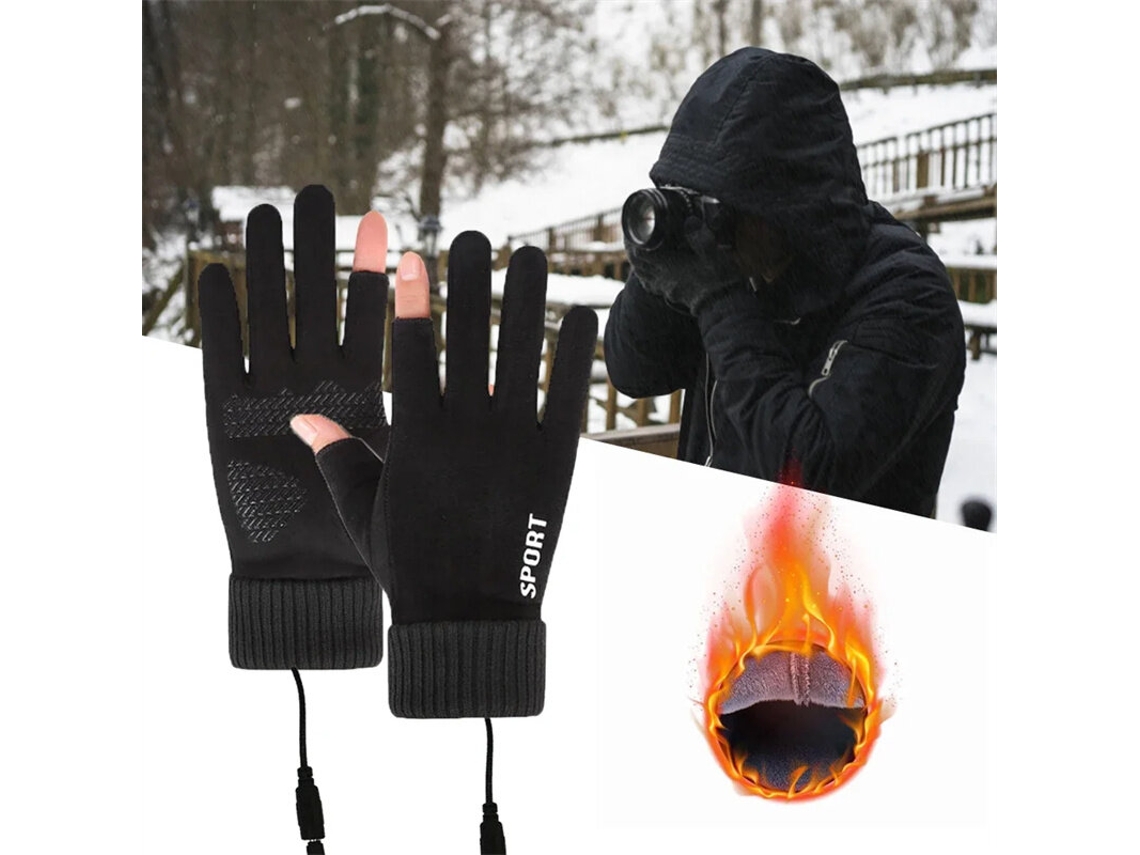 Negros Tengoo Guantes Eléctricos Calefactables Pantalla Táctil Resistentes Viento Recargables Usb Calefacción 2 Dedos