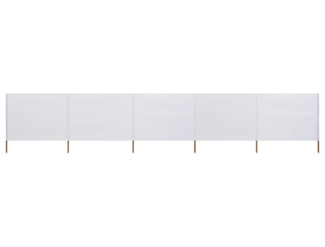 vidaXL Paravientos de playa de 5 paneles tela blanco arena 600x160cm