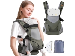 Portabebés ergonómico ajustable con toalla de saliva extraíble para recién nacidos de 3 a 48 meses, verde Digitallab