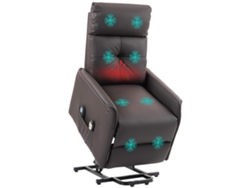 Sillón Reclinable Con Función De Elevación, 8 Puntos De Masaje, Calefacción Y 2 Controles, Color Marrón.