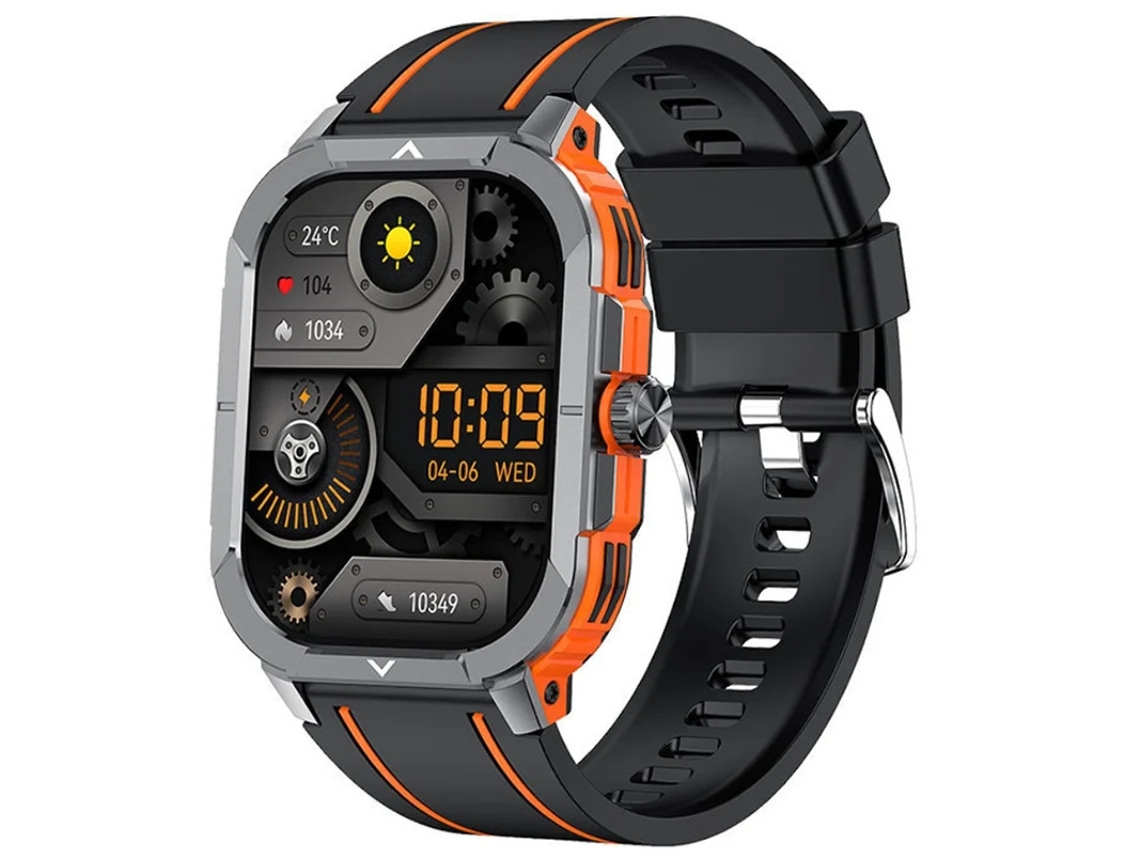 Reloj inteligente Bestvite con llamadas Bluetooth, control de voz y monitor de actividad física para ciclismo al aire libre, color naranja