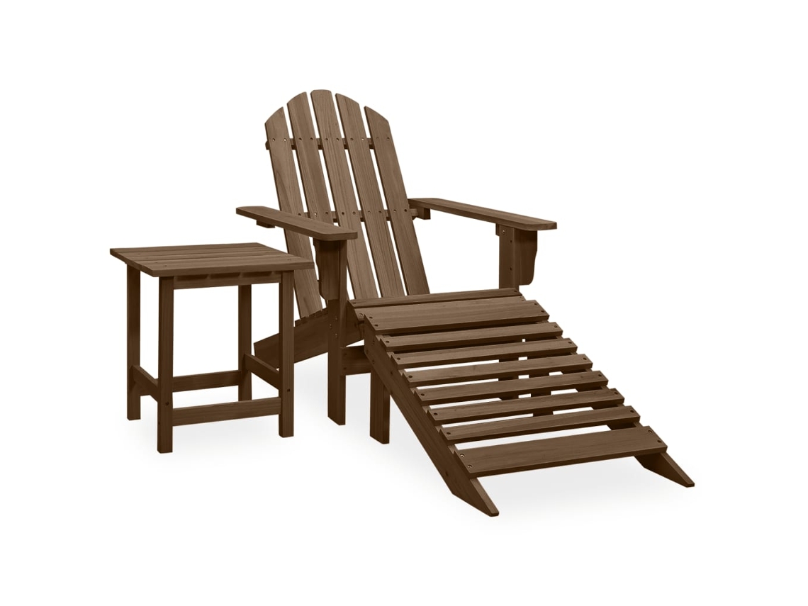 Cadeira De Jardim Adirondack C/ Mesa Otomana Abeto Castanho Dkd Home Decor