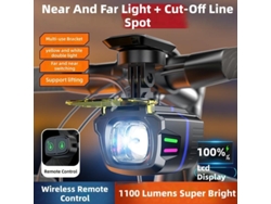 Farol De Bicicleta Multifuncional Sem Fio Com Controle Remoto Preto 1100 Lúmens Alto Brilho Recarregável Via Usb