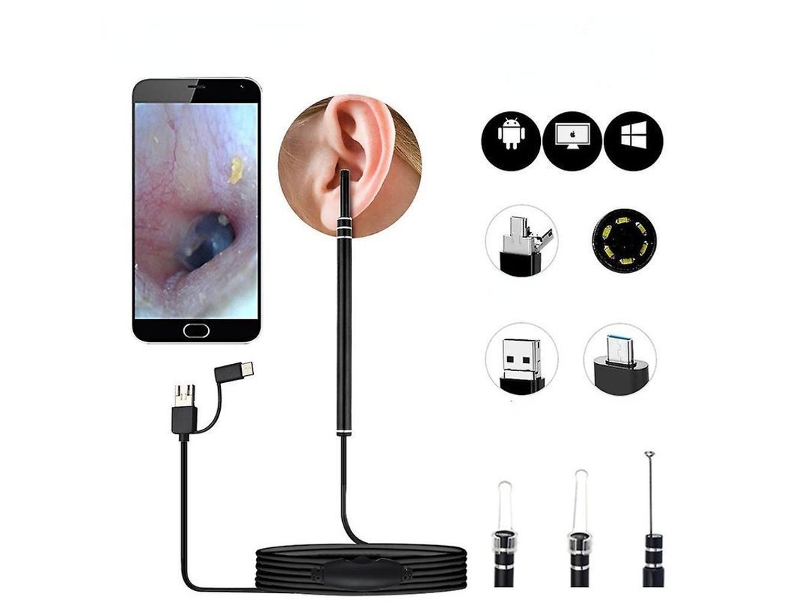 Dan26-endoscopio Para Limpieza De Oídos Cuchara Con Cámara Médica Mini Otoscopio Remover Cera Auditiva Visual