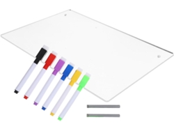 Pizarra Blanca Acrílica Transparente De 30x40 Cm Con 2 Chinchetas Magnéticas (de 7 Cm Y 6 Cm).