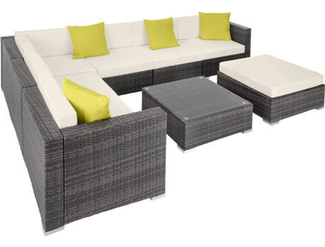 Conjunto de Jardín TECTAKE Marbella (Gris - Poli Ratán - 74x74x36 cm)