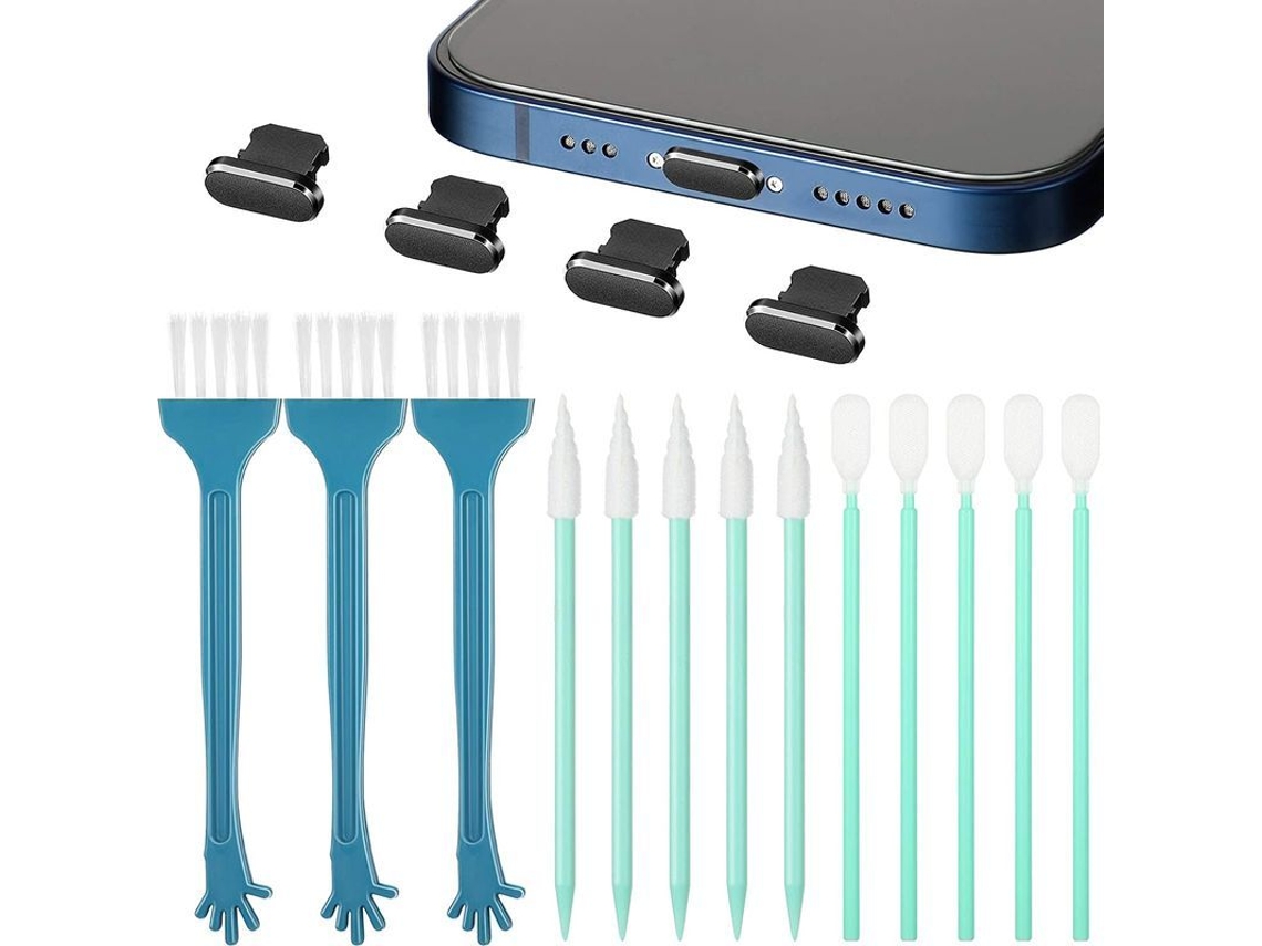 Tapón Metálico Antipolvo Y Kit De Limpieza Para Iphone 11/12 Y Puertos Usb-c, Compatible Con Teléfonos Móviles.