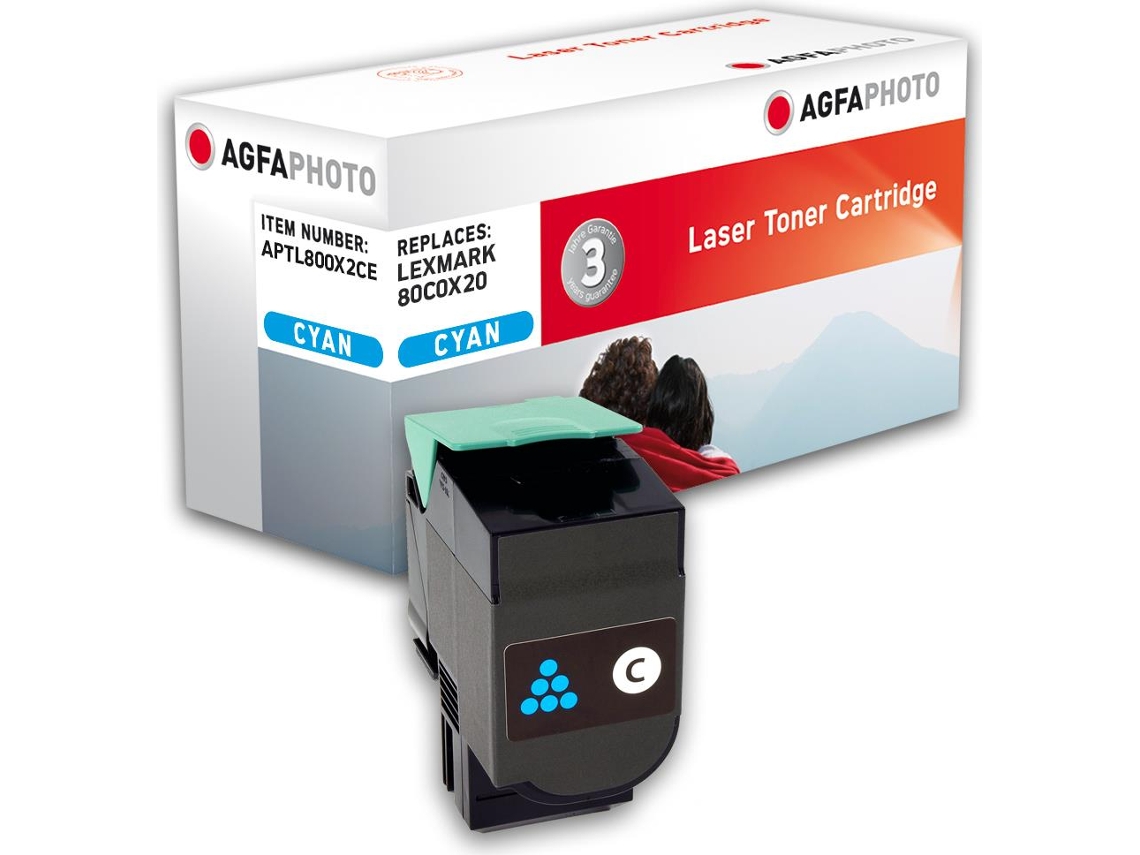 Cartucho de tóner cian compatible para Lexmark Cx510de, Cx Agfaphoto (alternativa a Lexmark 80c0x20, Lexmark 800x2)