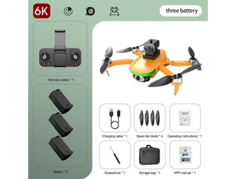 S5S Mini Drone con cámara 6K HD Evitación de obstáculos con láser (3 baterías Duración de la batería: 18 min Naranja) YIZHOOD