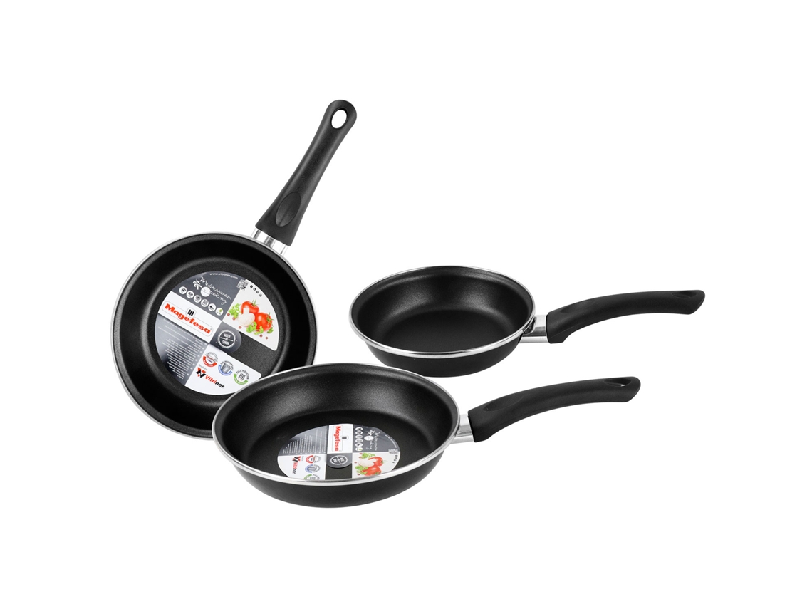 Juego de 3 Sartenes de Inducción Antiadherente MAGEFESA Kenia (Alumino Forjado - 18-20-24 cm - Negro)