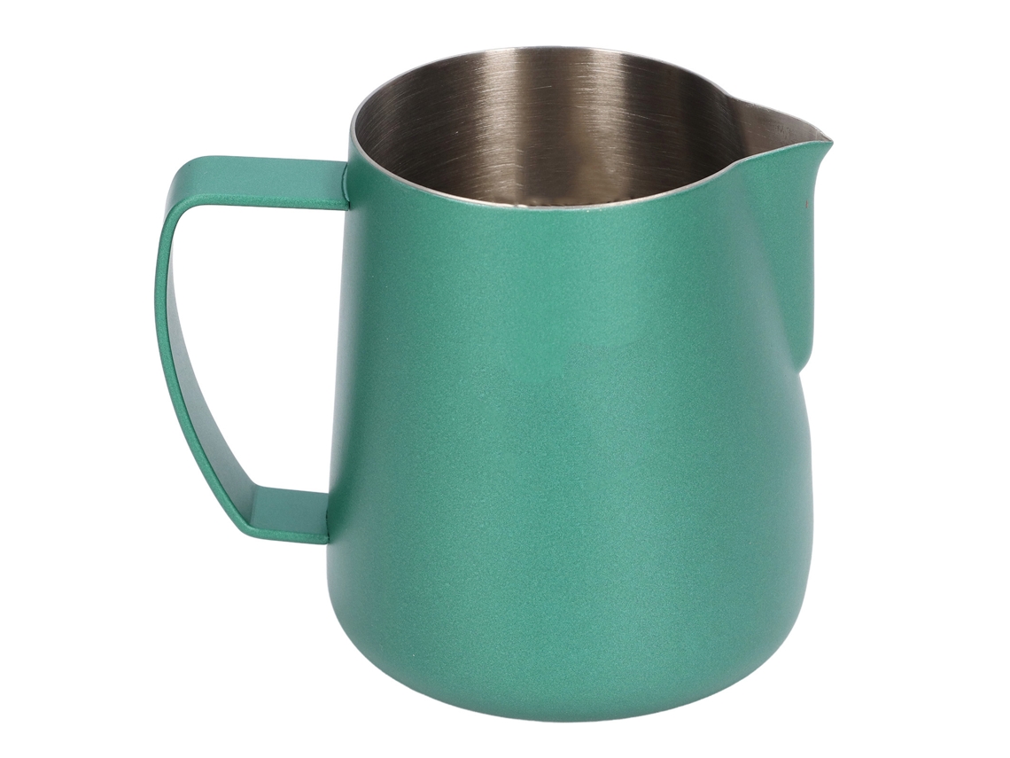 Jarra para espumar leche de 400 ml con pico puntiagudo y revestimiento de PTFE para cafetera. Colores como se muestra en la imagen.