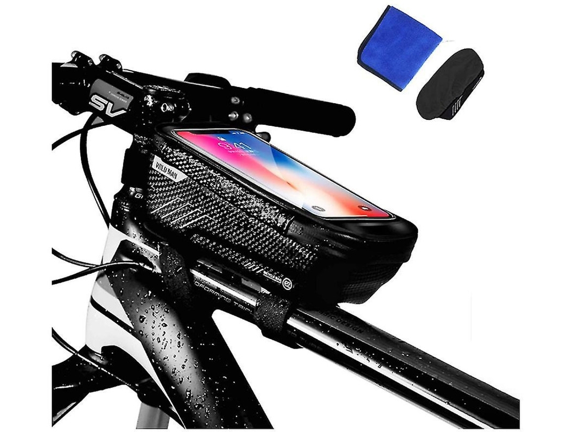 Bolsa para manillar de bicicleta, juego de 3 piezas, bolsa para cuadro de bicicleta con soporte para teléfono de TPU con pantalla táctil Gusshious