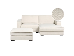 Beliani Kolding De Bouclé Sofá Rinconera Crema 228x152x83