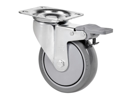Rueda giratora placa freno 10zvfd100cp-pgaisb goma gris eje bolas ALEX