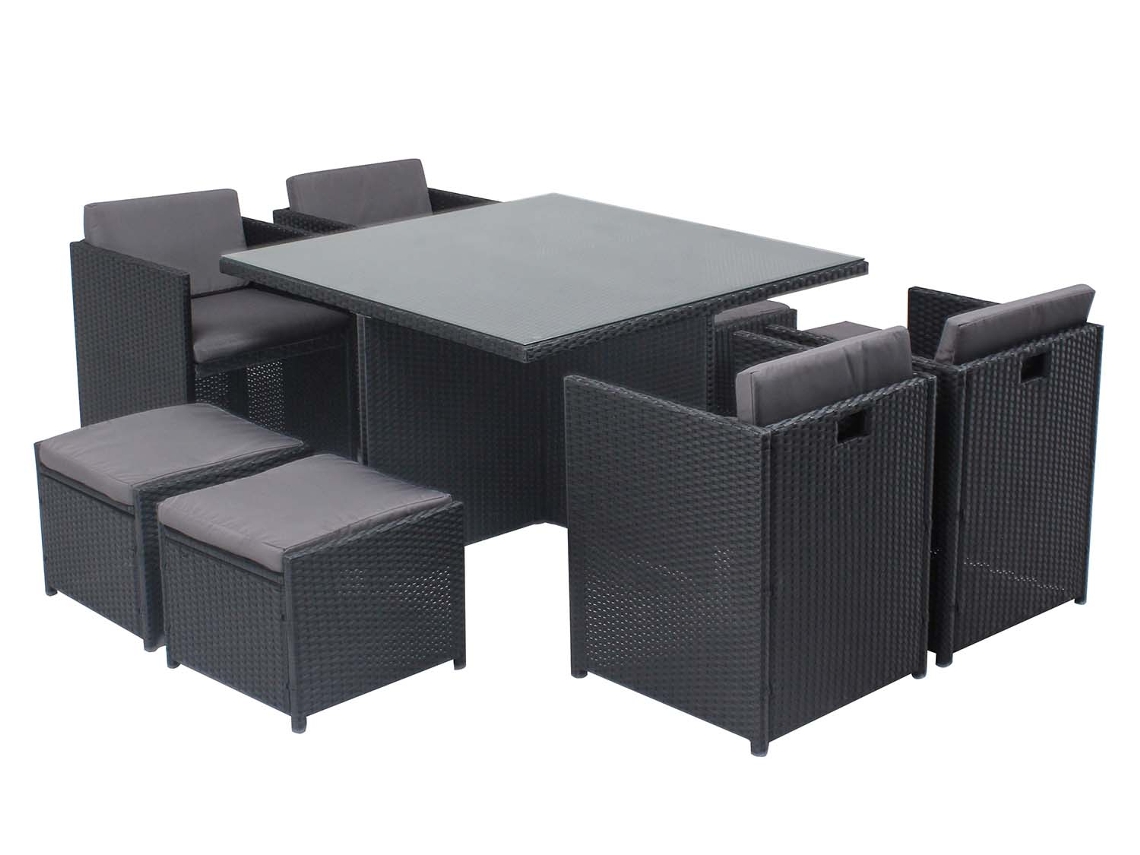 Conjunto de Comida CONCEPT U Miami 8 Personas em poli rattan Negro trançado resina