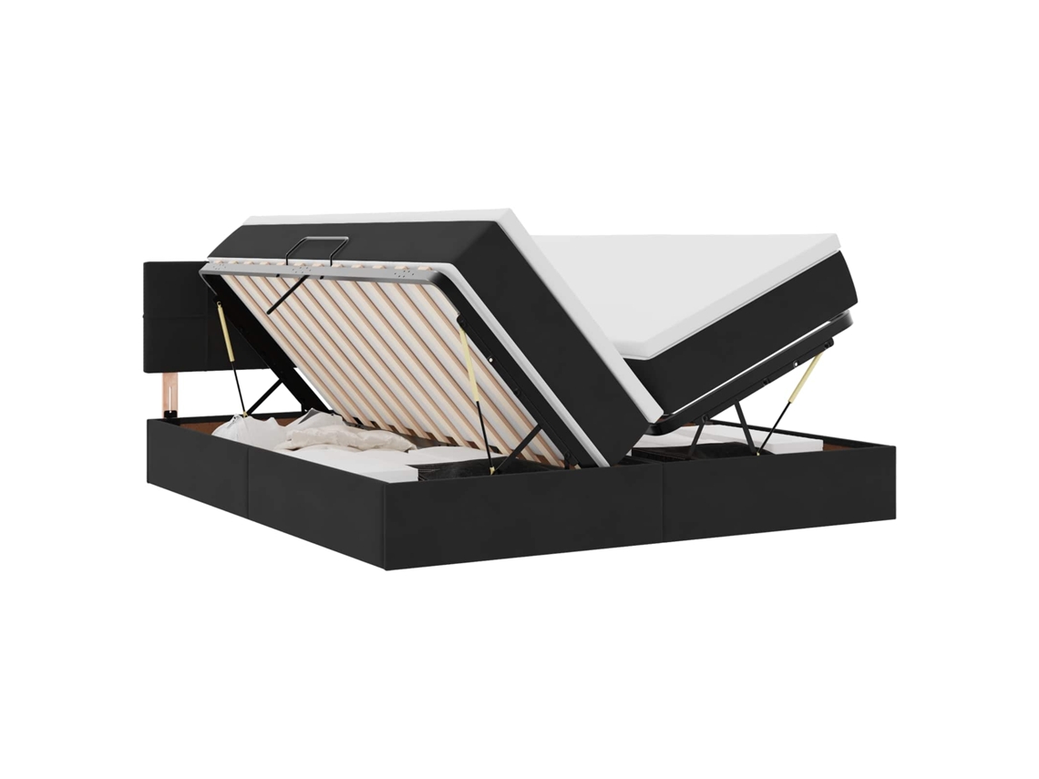 Maison Exclusive - Cama De Almacenamiento Led Con Colchón Negro 180 X 200 Cm