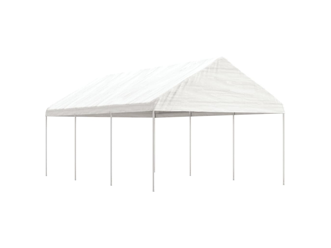 Cenador Con Techo Polietileno Blanco 6,69x4,08x3,22 M