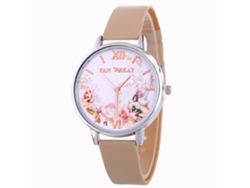 Reloj De Pulsera De Cuarzo Para Mujer Con Correa De Piel Sintética, Estilo Sencillo Y Elegante (beige).