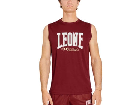 Camiseta sin Mangas de Hombre para Fitness LEONE1947 Logo Rojo (S)