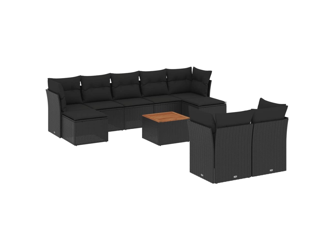 Maison Exclusive - Set De Sofás De Jardín 10 Pzas Cojines Ratán Sintético Negro