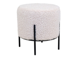 Puf en piel de cordero blanco con pies negros Ø 35.5 x 37 cm HOUSE NORDIC