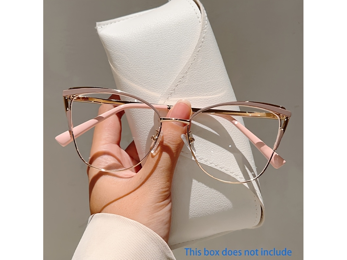 Un Nuevo Y Elegante Par De Gafas Ojo Gato Para Mujer, Con Montura Lentes Metálicas Alta Calidad (estuche No Incluido). Impermeable